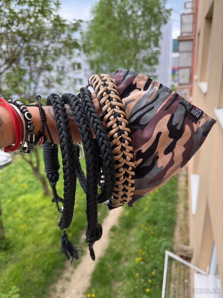 Obojok a voditko (vôdzka) “RAMBO” z paracordu