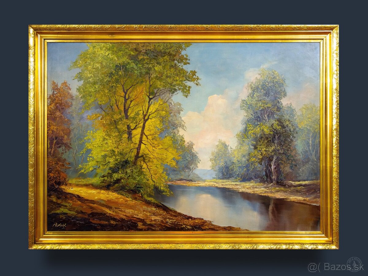 Les s riekou, A.Seif, olej na sololite, 1110 × 810 mm