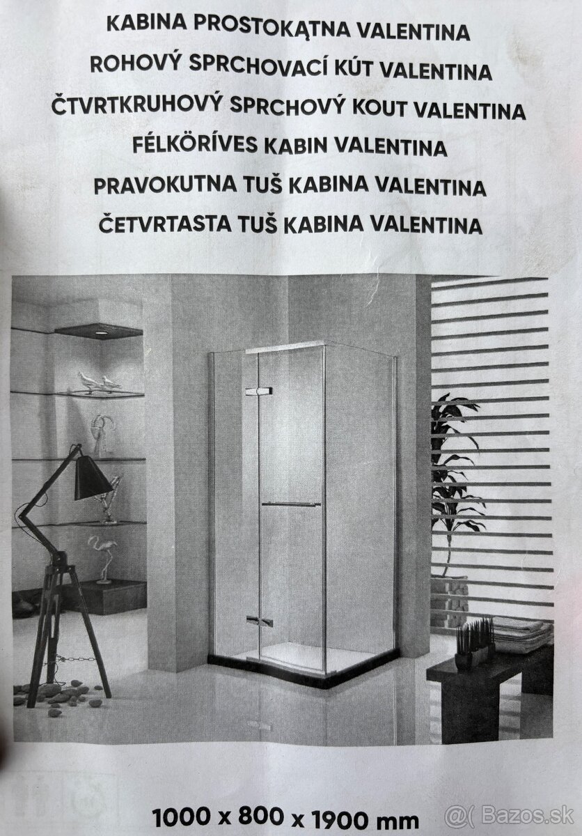 Rohový sprchovací kút  značky valentina