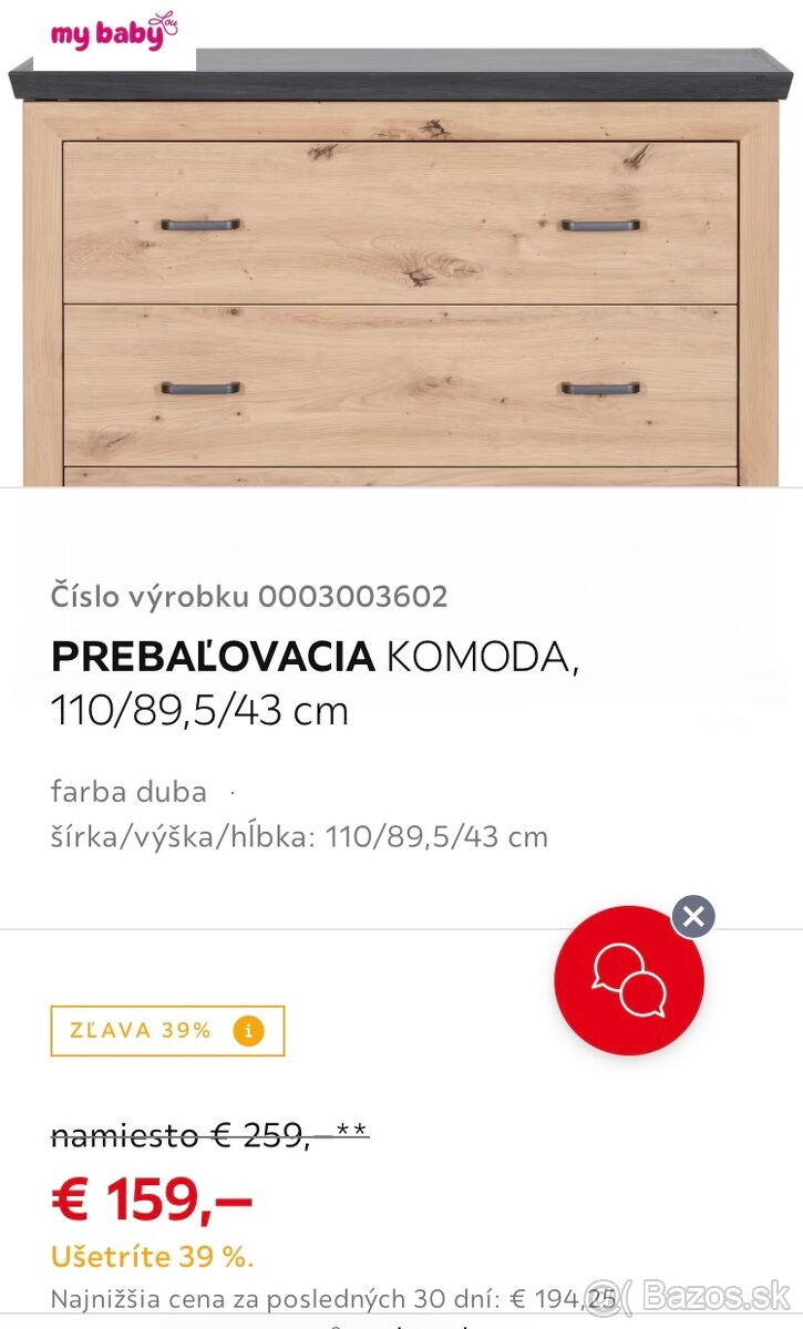 Prebaľovacia komoda