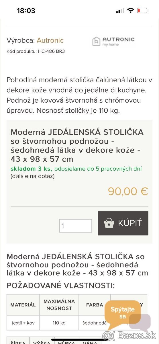jedálenské stoličky