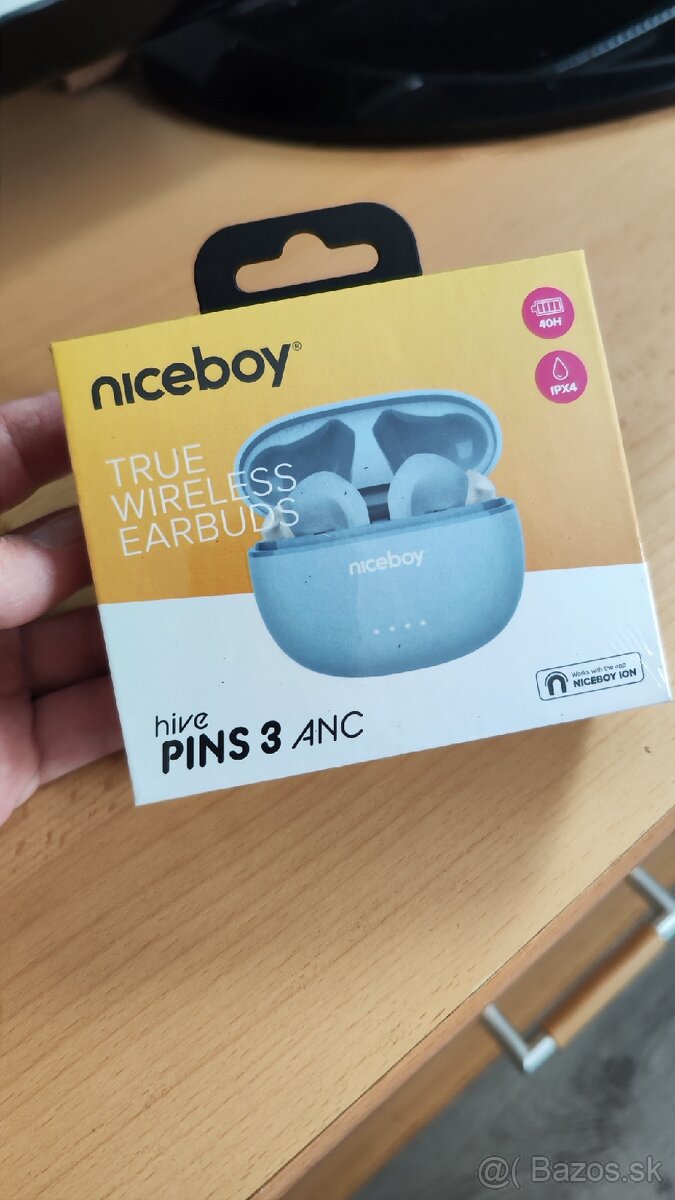 Nové slúchadlá Niceboy HIVE pins 3 ANC Powder blue