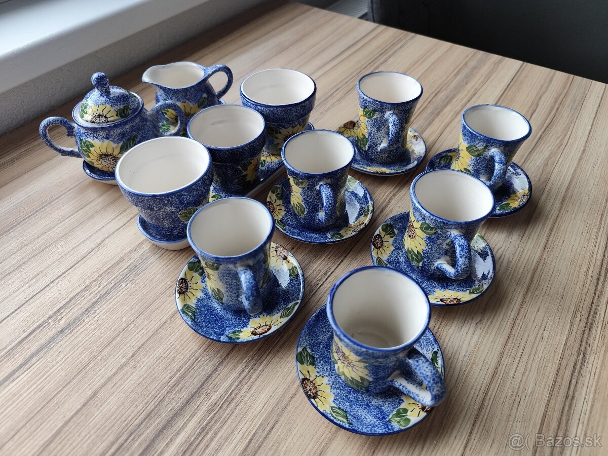 Keramická sada kávových šálok a podšálok