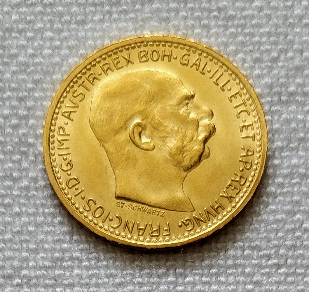 Zlatá investičná minca 10 koruna FJI 1912 bz