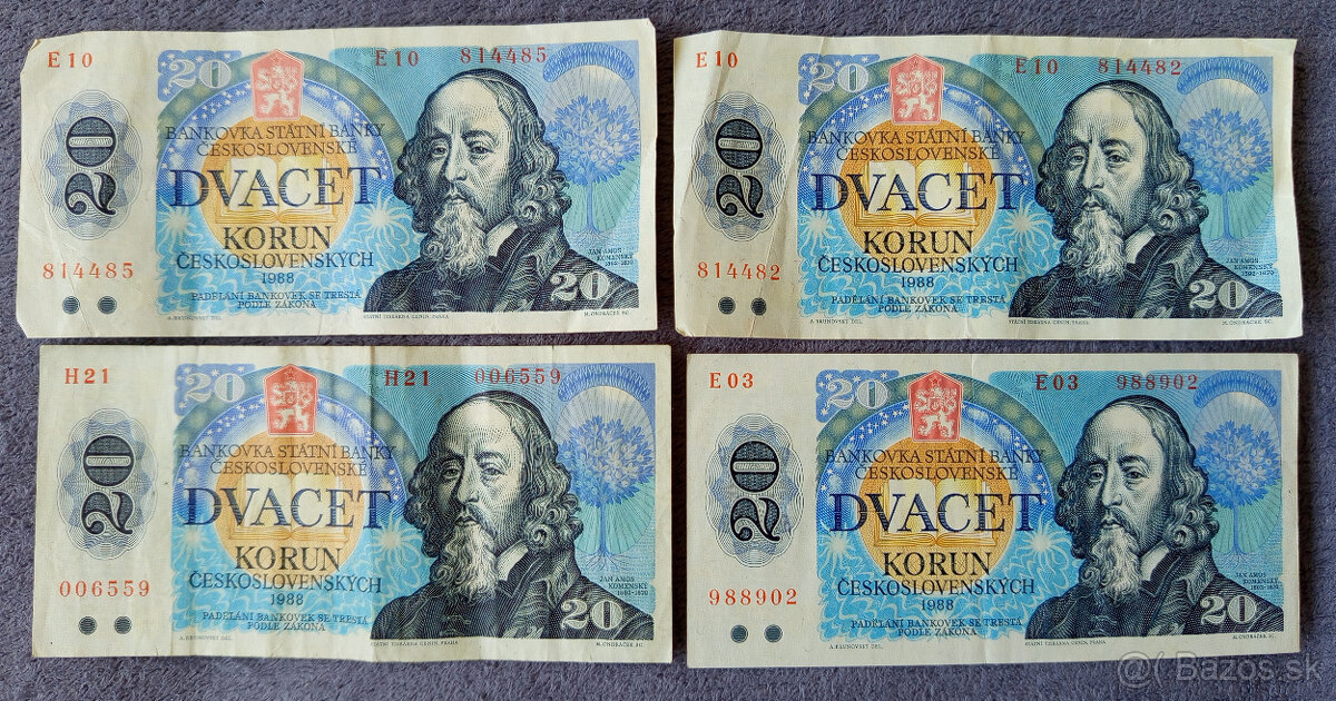 Bankovky ČSSR, Slovensko, Česko