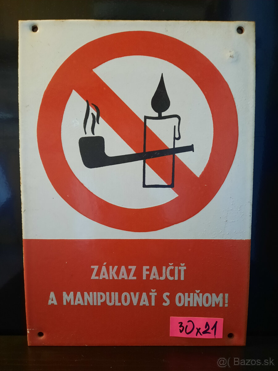 Smaltovaná ceduľa - tabuľa Zákaz fajčiť