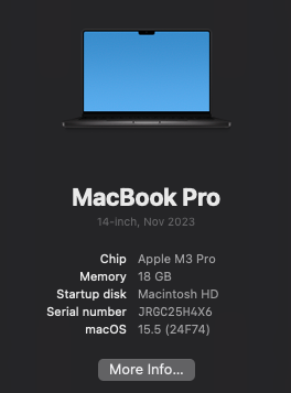 Macbook Pro 14" M3 Pro 18GB/512GB