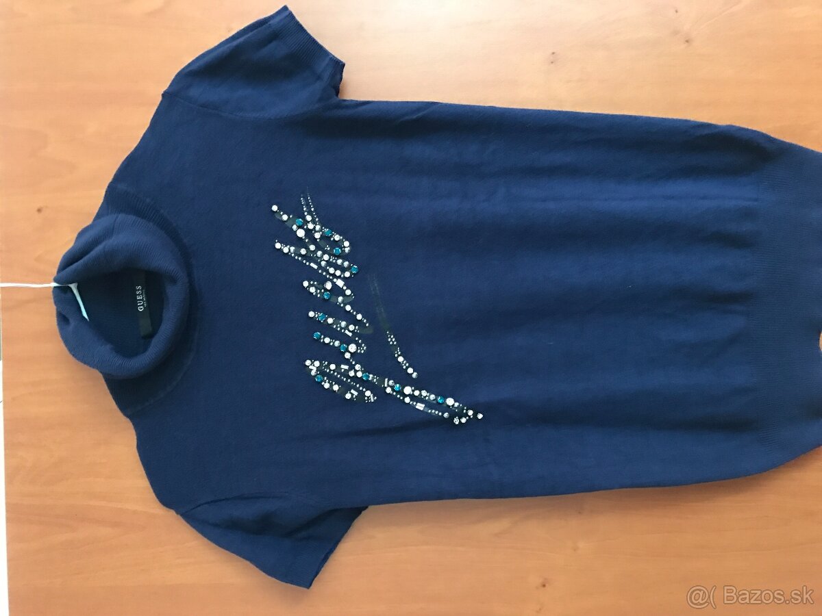 GUESS originál kráľovská Modra/rolacikove tricko S/M