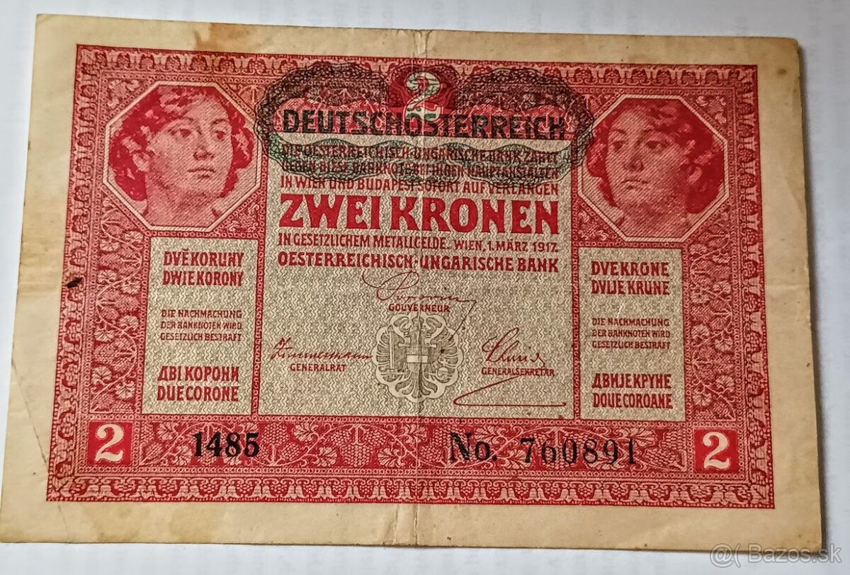 ZWEI KRONEN 1917 UNGARISCHE BANK