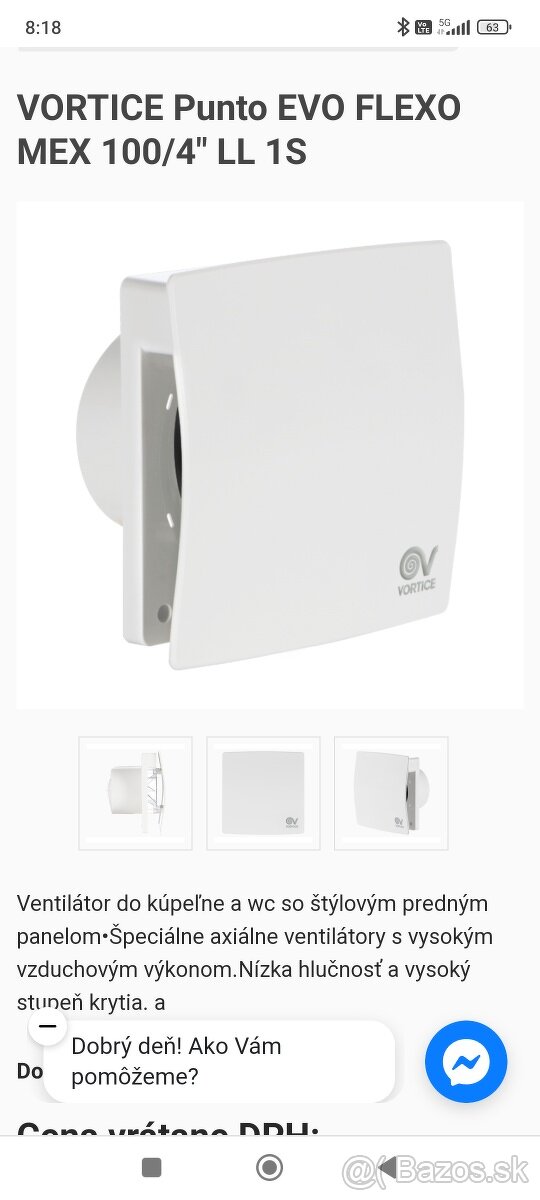 Ventilátor Punto Eco flexo mex 100/4"