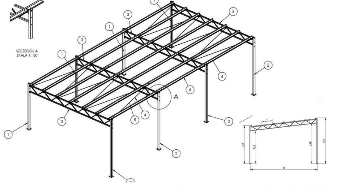 Oceľová konštrukcia haly 6x12x4m Garáž kôlňa