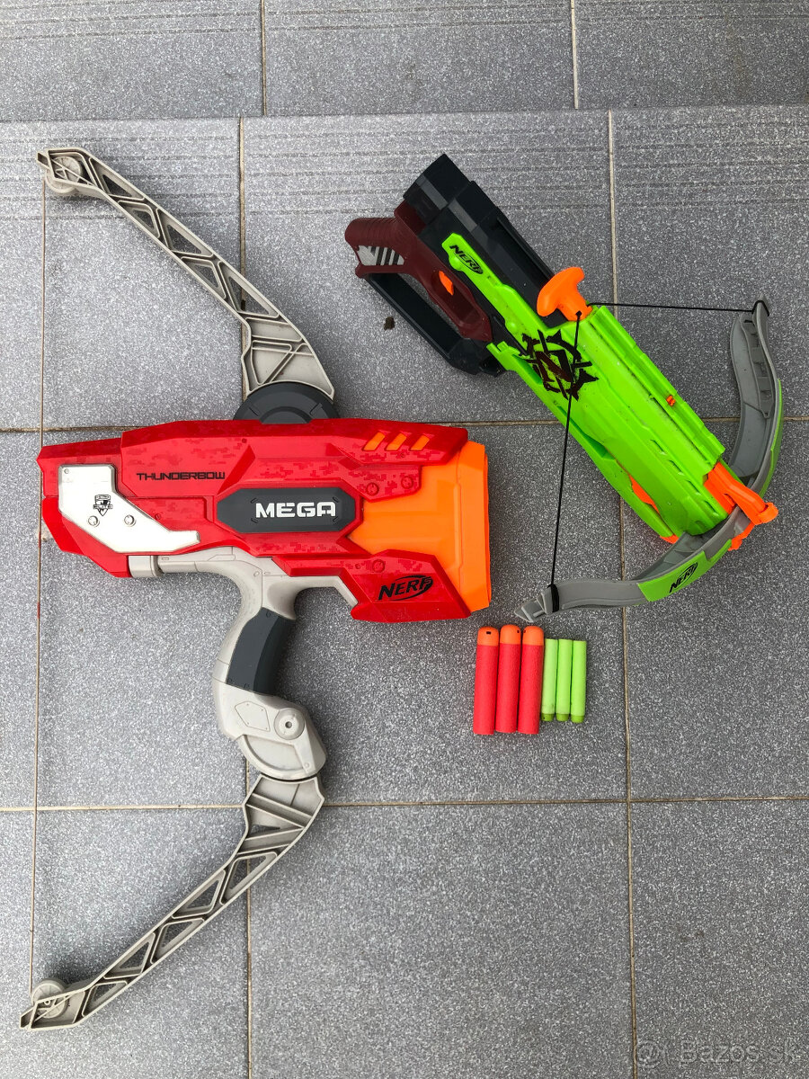 Predám Nerf Mega Thunderbow a Zombie Strike Crossbow