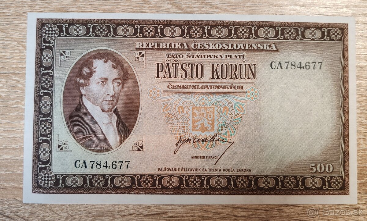 500 Kčs, 1945, seria CA, Specimen, Československo