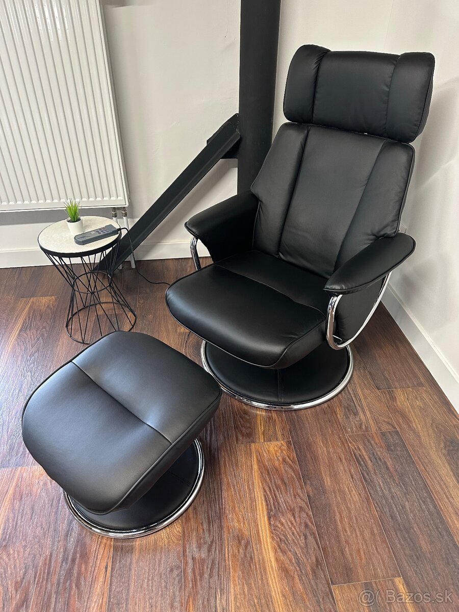 Elektrické masážne kreslo s vyhrievaním a podnožou