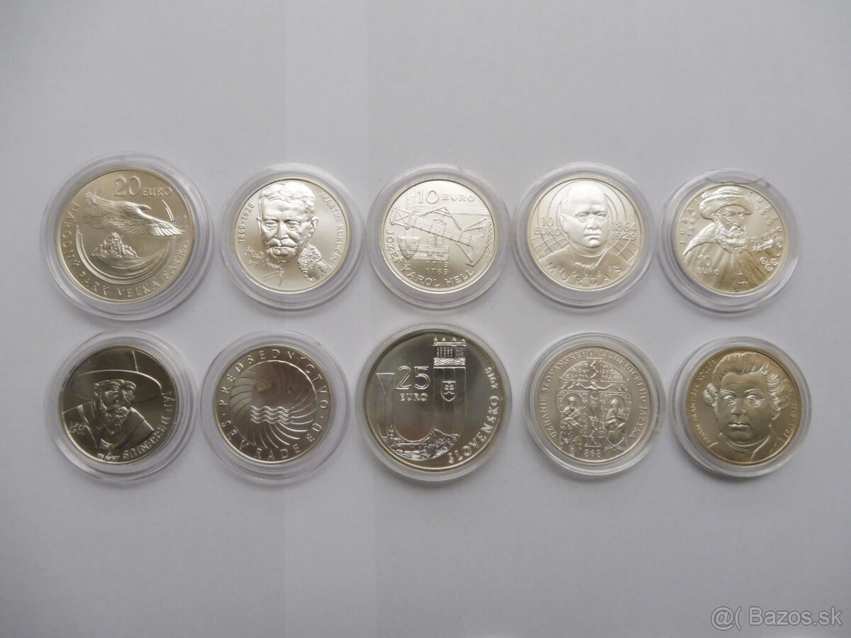10€/20€/25€ pamätné mince SR, BK