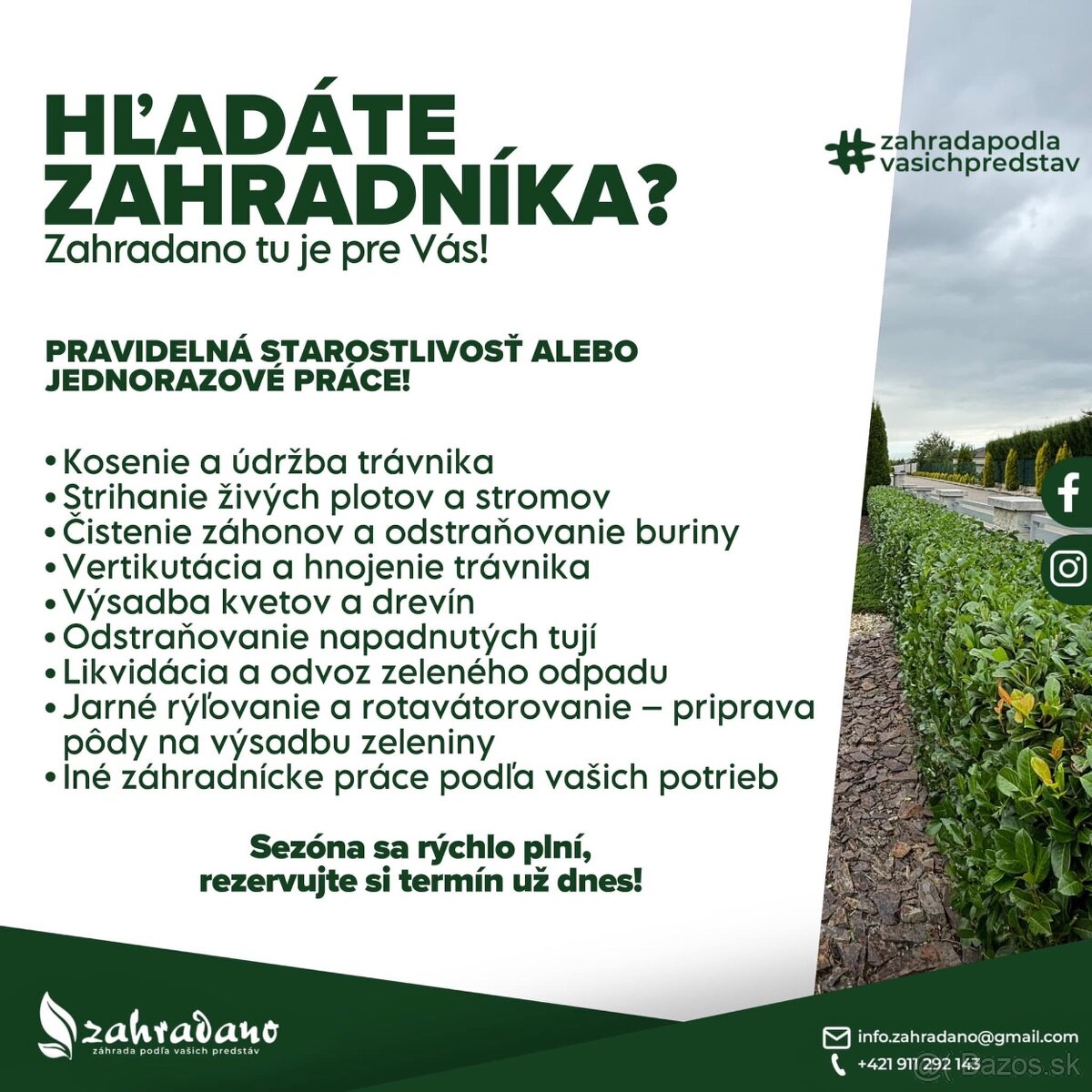 Ponúkame záhradnícke práce