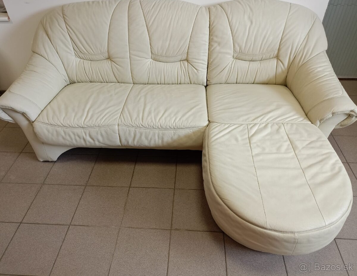 Kožená rohová sedacia súprava - PRAVÁ KOŽA, TOP STAV