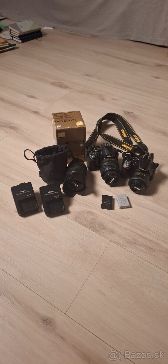 Nikon D3500 + 3 objektívy + 2 batérie + 2 nabíjačky + d3100