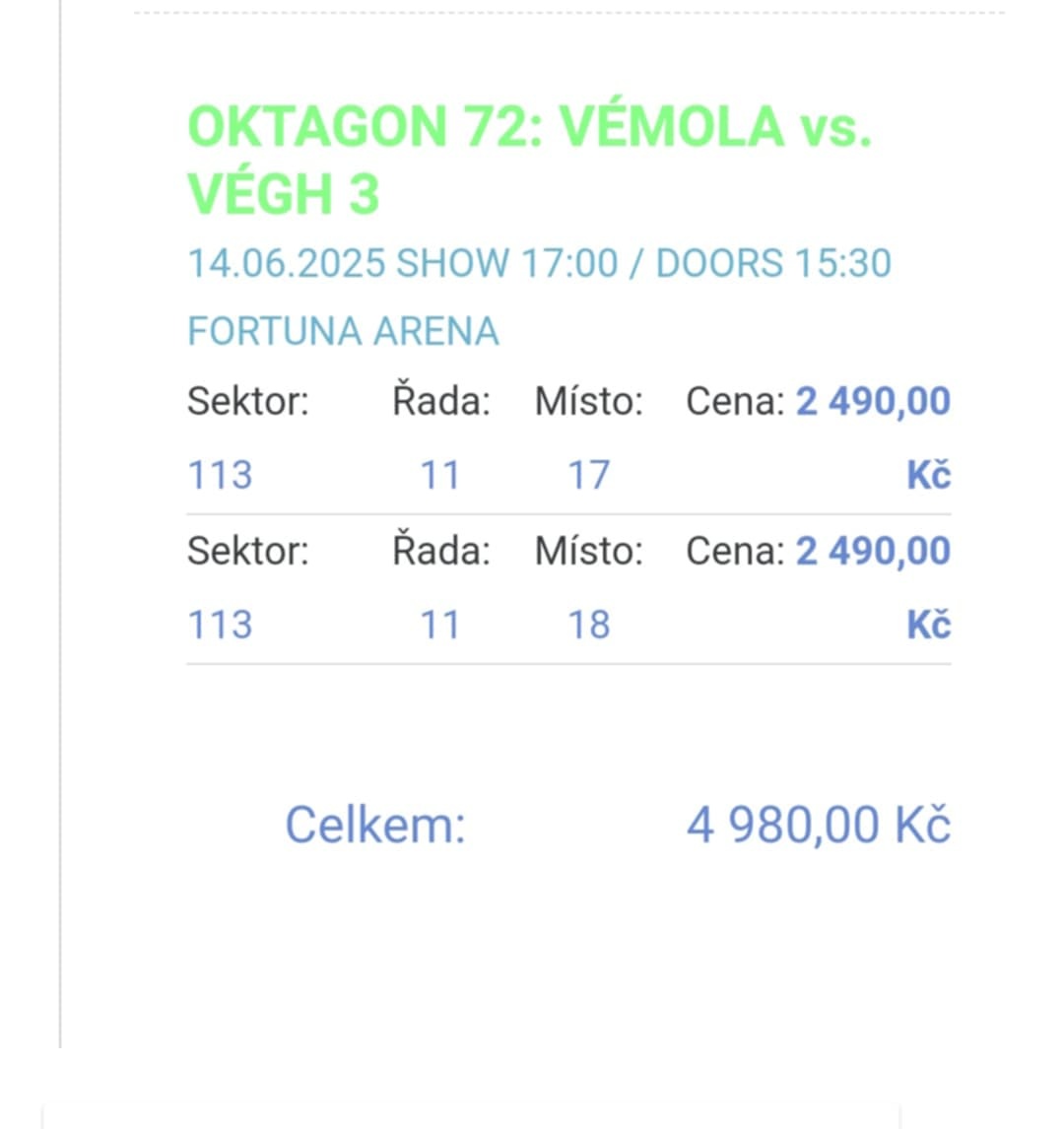 Oktagon 72 prodám lístky