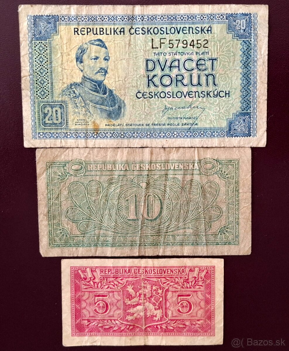 Československé bankovky.