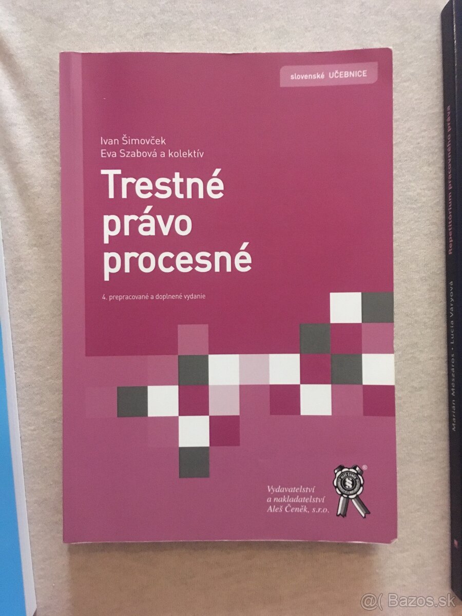 Trestné právo procesné 4. vydanie Šimovček, Szabová a kol.