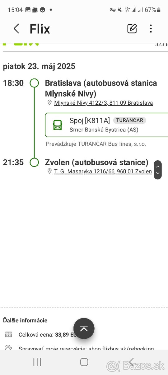 Flixbus BA- ZV 23.5.2025  na 18:30hod