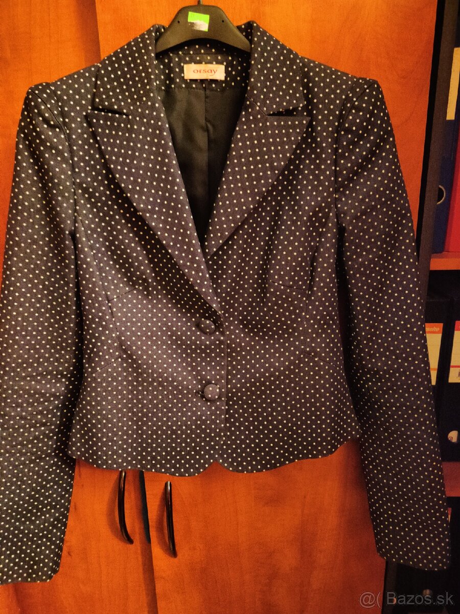 Elegantné bodkované dámske sako 34/36 akcia 5€