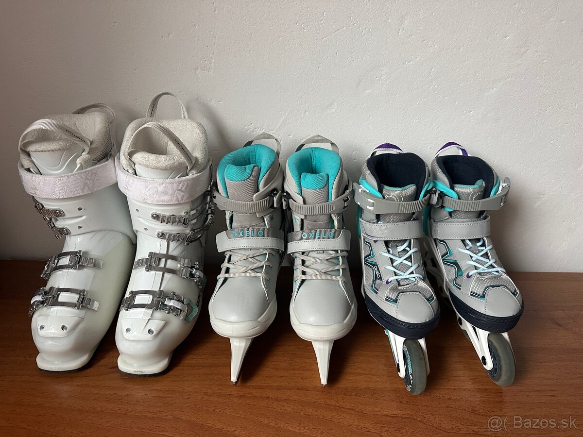 Lyžiarky, korčule a kolieskové korčule