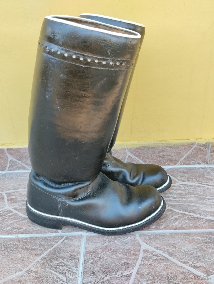 Čižmy Starožitné Kožené Pánske Tvrdou Saro,