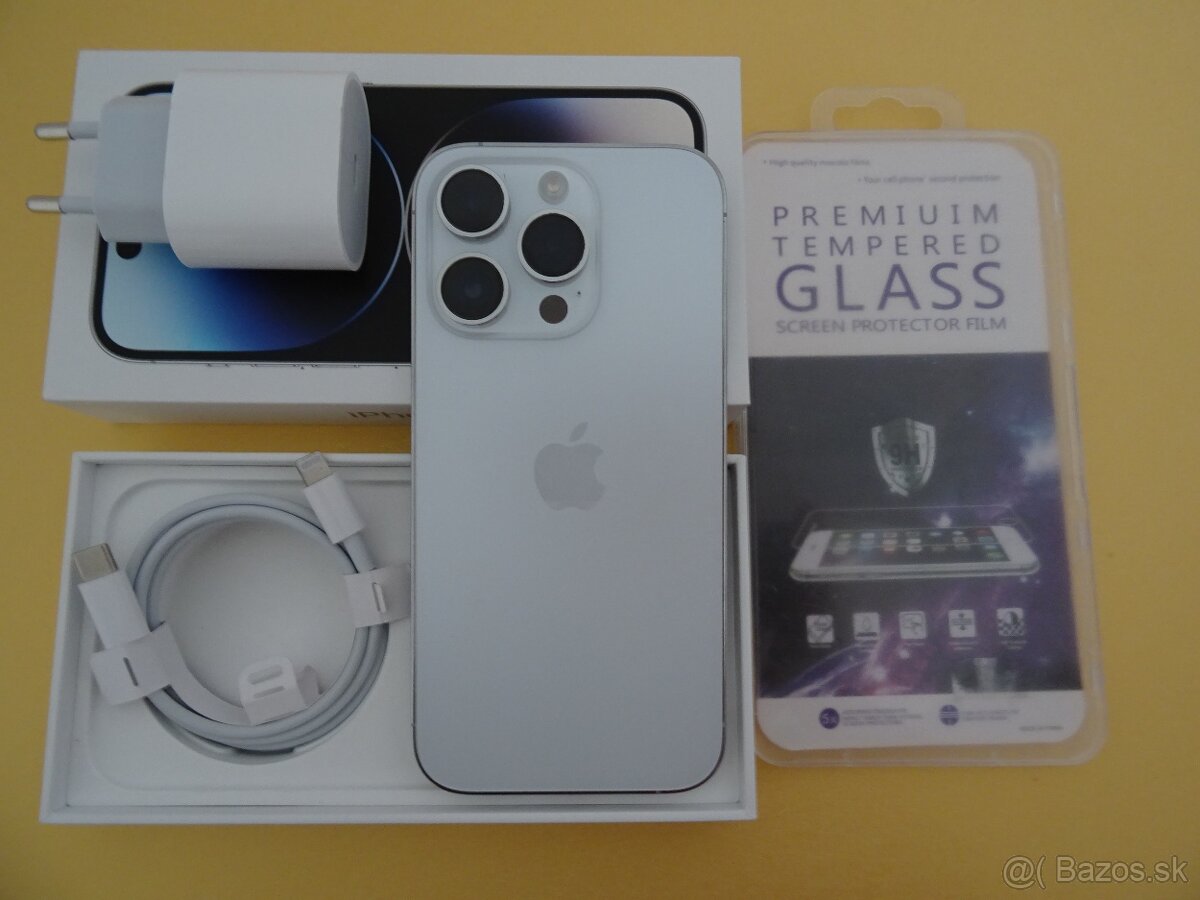 iPhone 14 PRO 256GB SILVER - ZÁRUKA 1 ROK - 100% BATERIA
