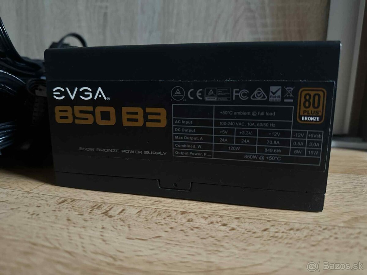 plne-modulárny zdroj EVGA 850 B3 (80+ Bronze 850W)