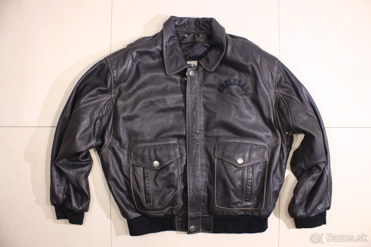 Pánská luxusní kožená bunda bomber Uncle Sam XL