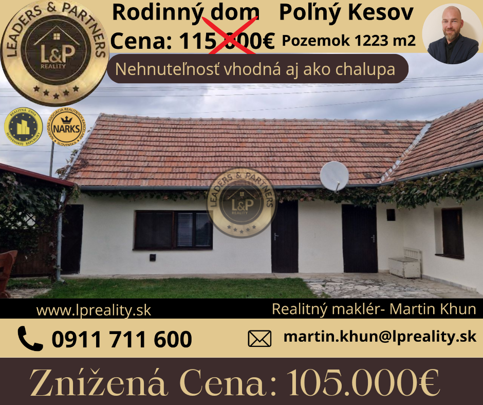 Na predaj rodinný dom v obci Poľný Kesov