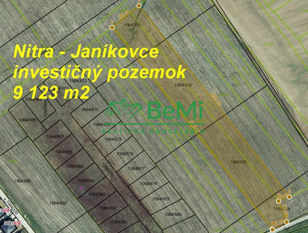 Nitra Janíkovce - investičný pozemok 9 123 m2 ID 494-14-MI