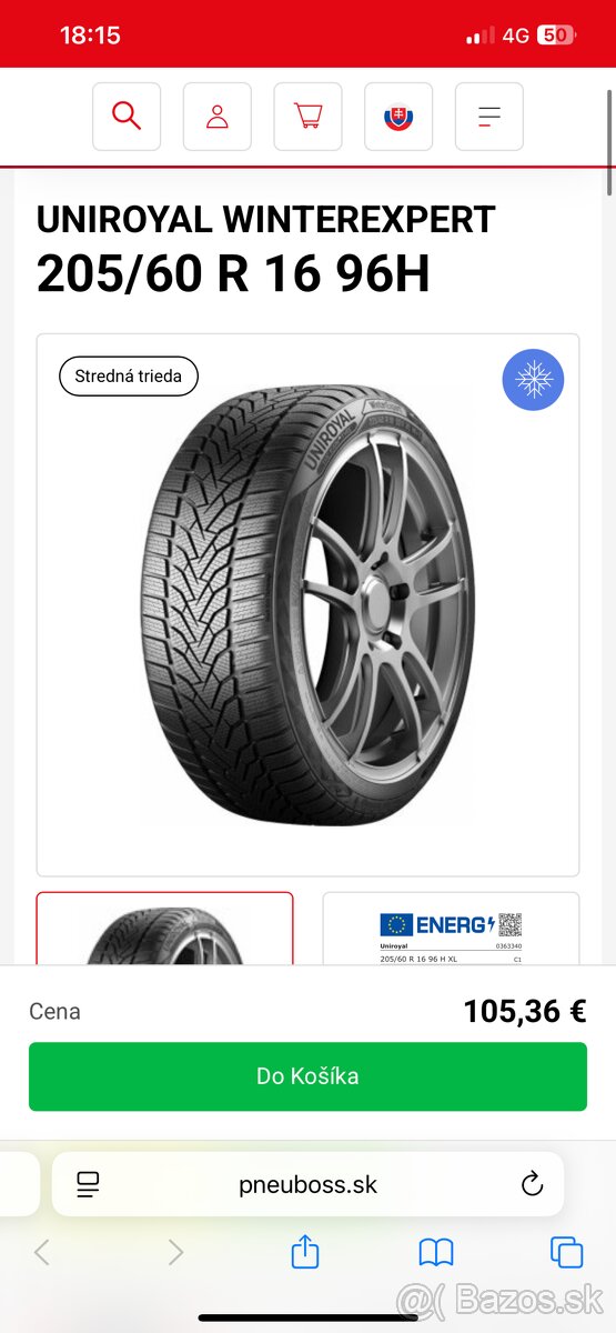 Zanovne zimne pneu Uniroyal (Michelin ) 205/60/R16...