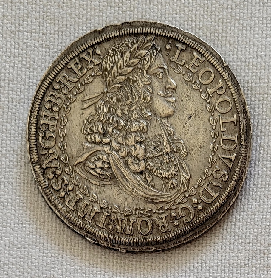 Strieborný 2-toliar Leopold I., bez letopočtu, Hall