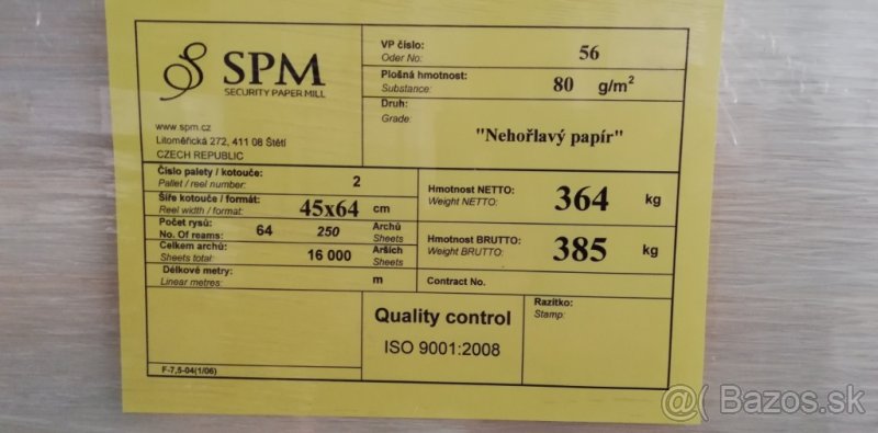 Nehorľavý papier 80 g - SPM