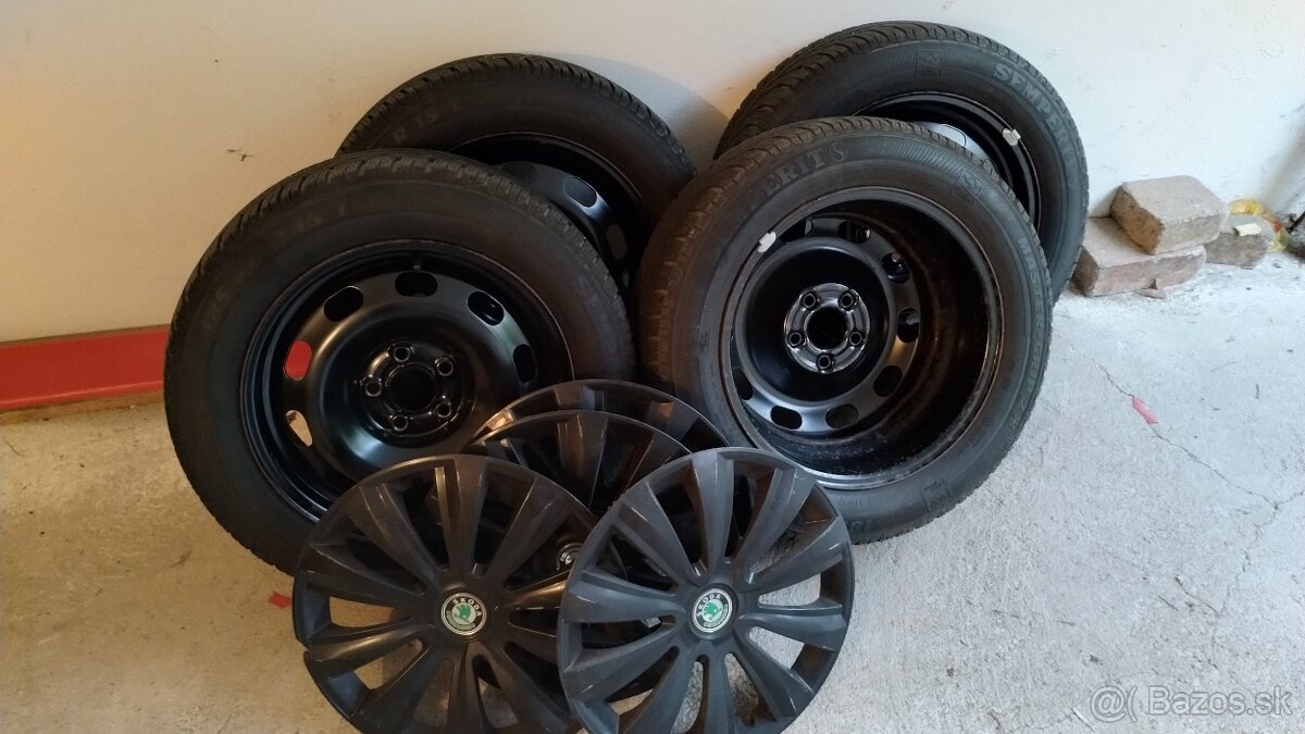 Predám 4x zimné Semperit 185/60/R15 + plech.disky