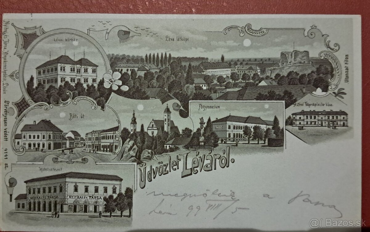 Stará pohľadnica Levice litografia