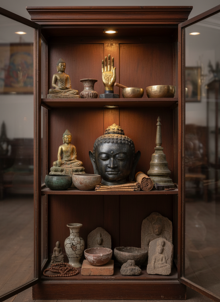 Veľká 42cm bronzová starožitná busta buddhu Gautamu -Thajsko