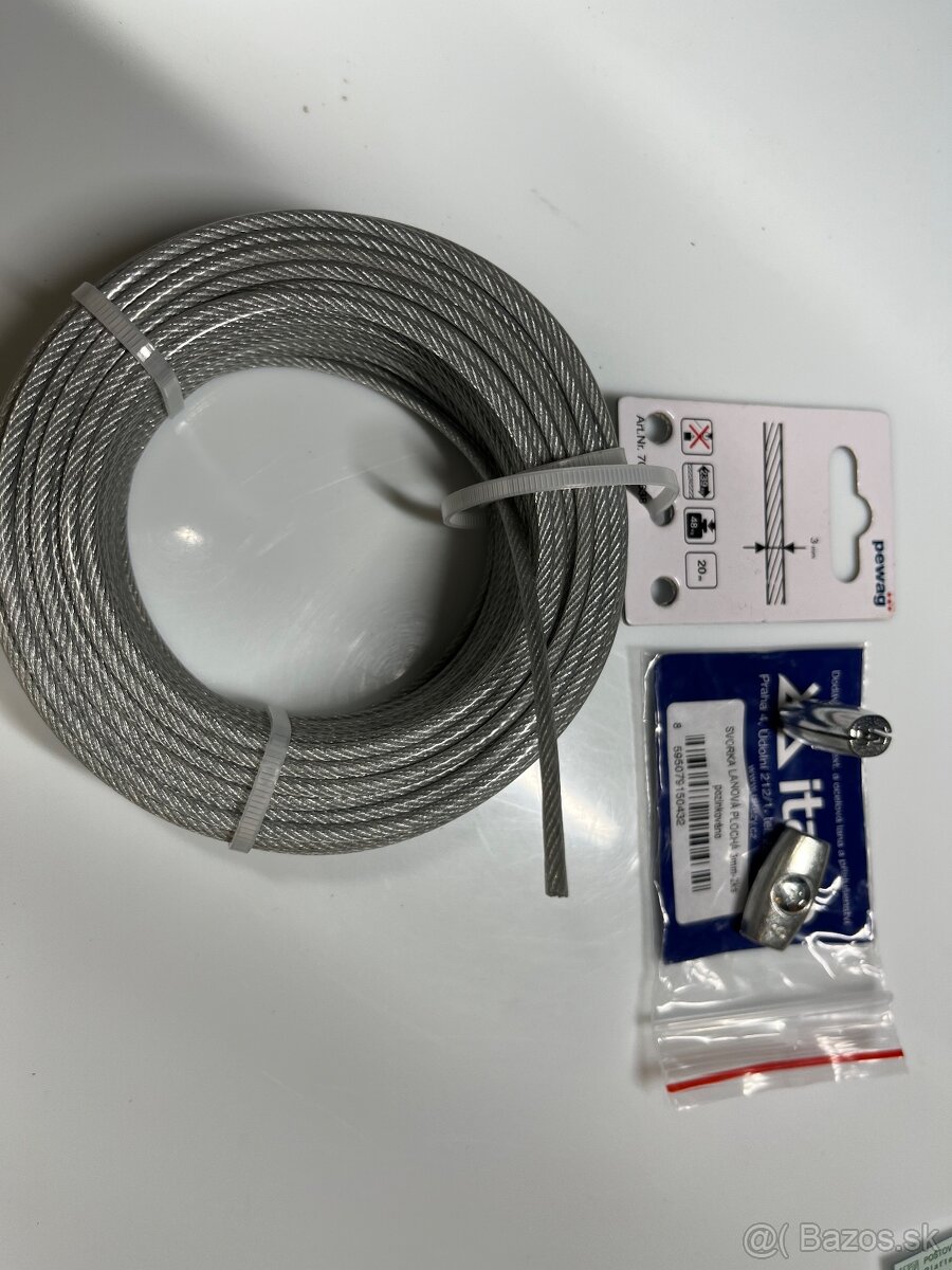 Oceľové lanko s ochranou, 3 mm, 20 m