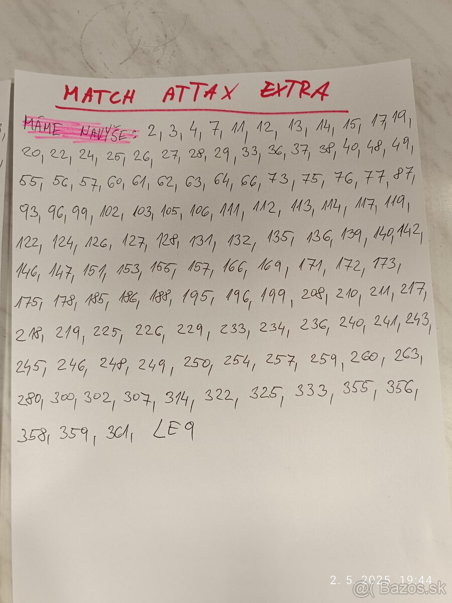 Výmena / predaj kartičiek match attax, aj extra 2024/2025