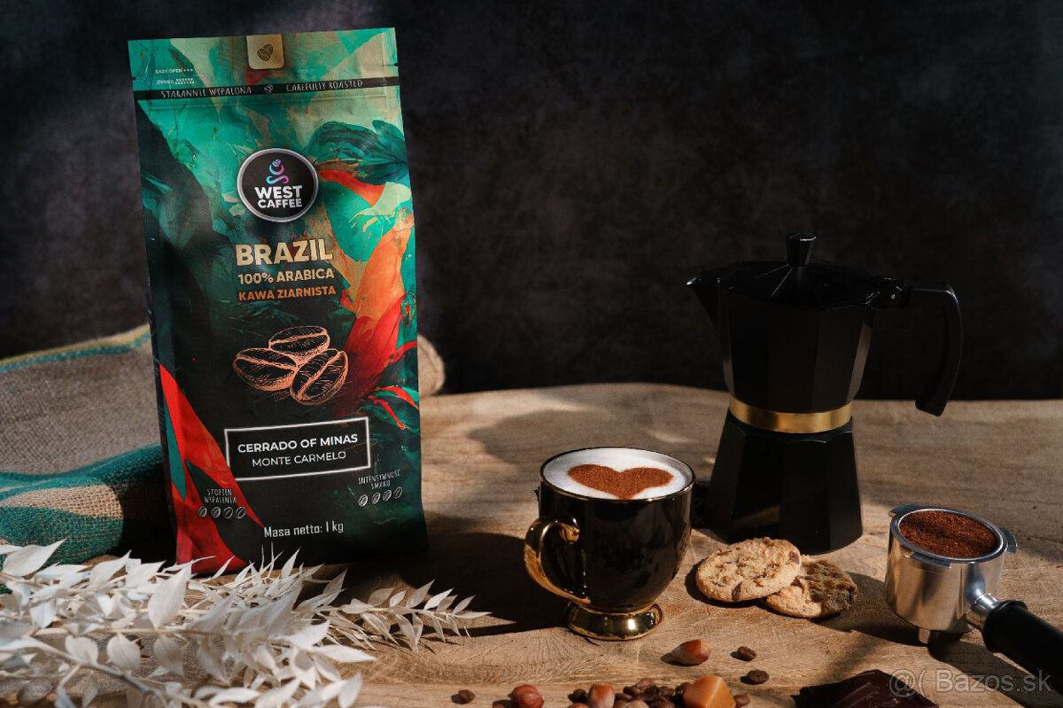 Kvalitná Brazílska zrnková káva 1kg 100% Arabica
