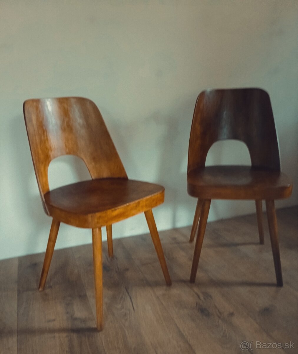 retro stoličky, pevné 2 kusy, 60 roky