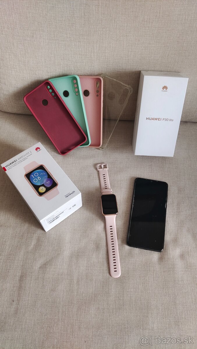Telefón Huawei P30 lite a hodinky Fit 2