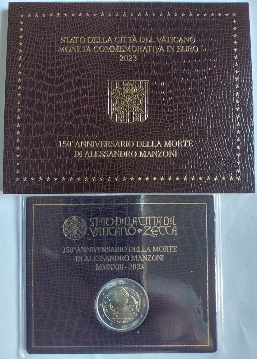 Vatikan 2 euro 2023 Manzoni pamatna minca