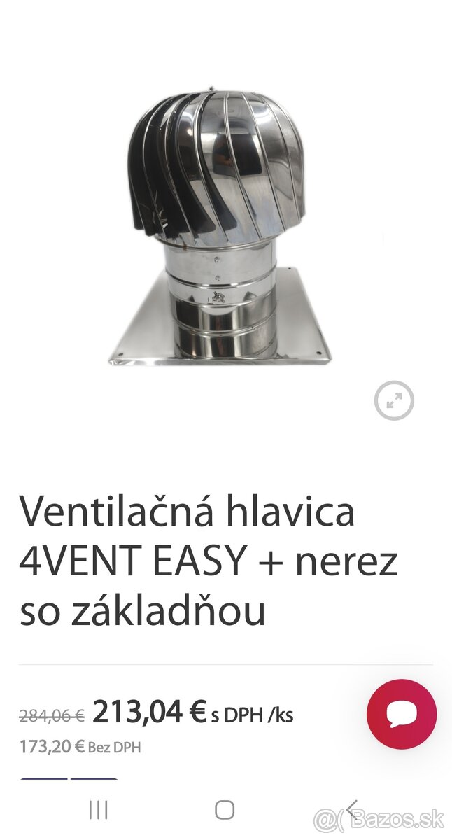 Ventilacna hlavica inox 200mm