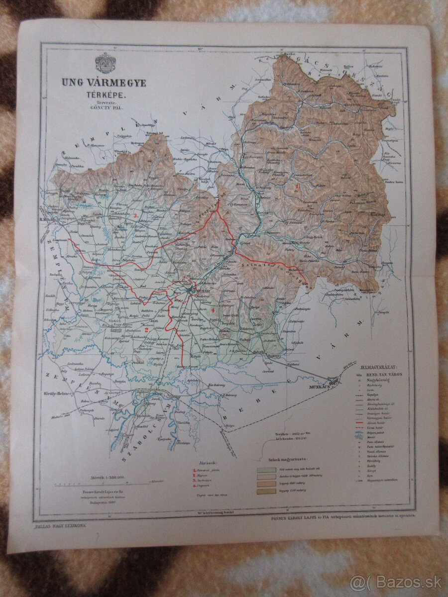 Mapa Užská župa r. 1897, Gönczy Pál