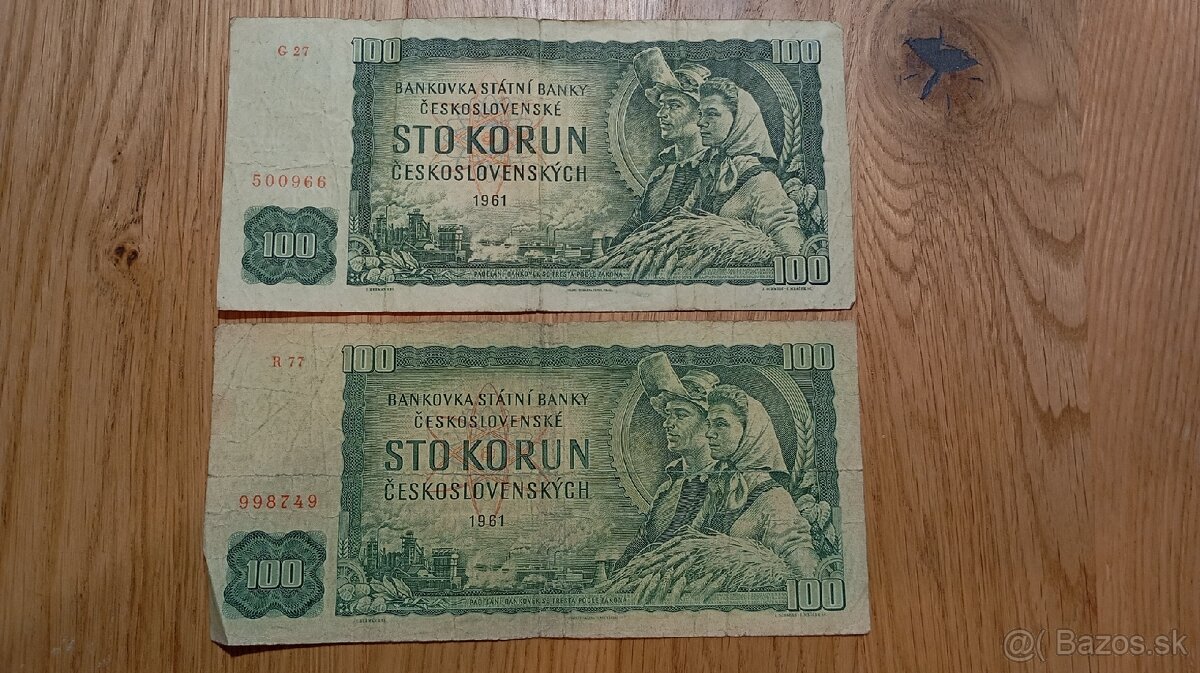 Bankovky 100 Kčs séria G, R.