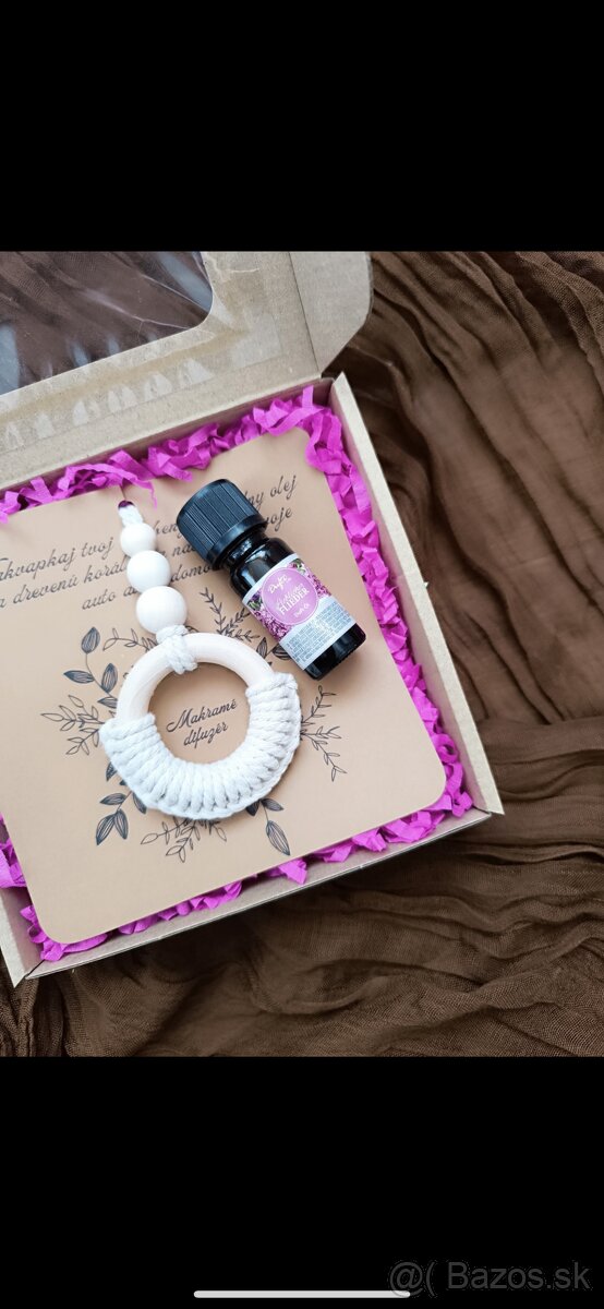 Handmade makramé difuzér - biely s vôňou orgovánu